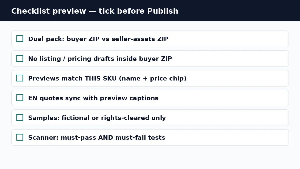 Checklist preview page