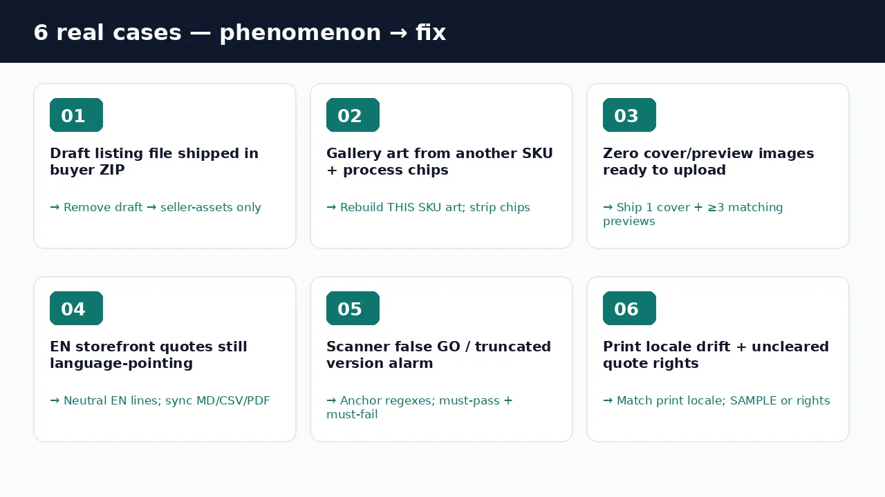 Six failure cases overview