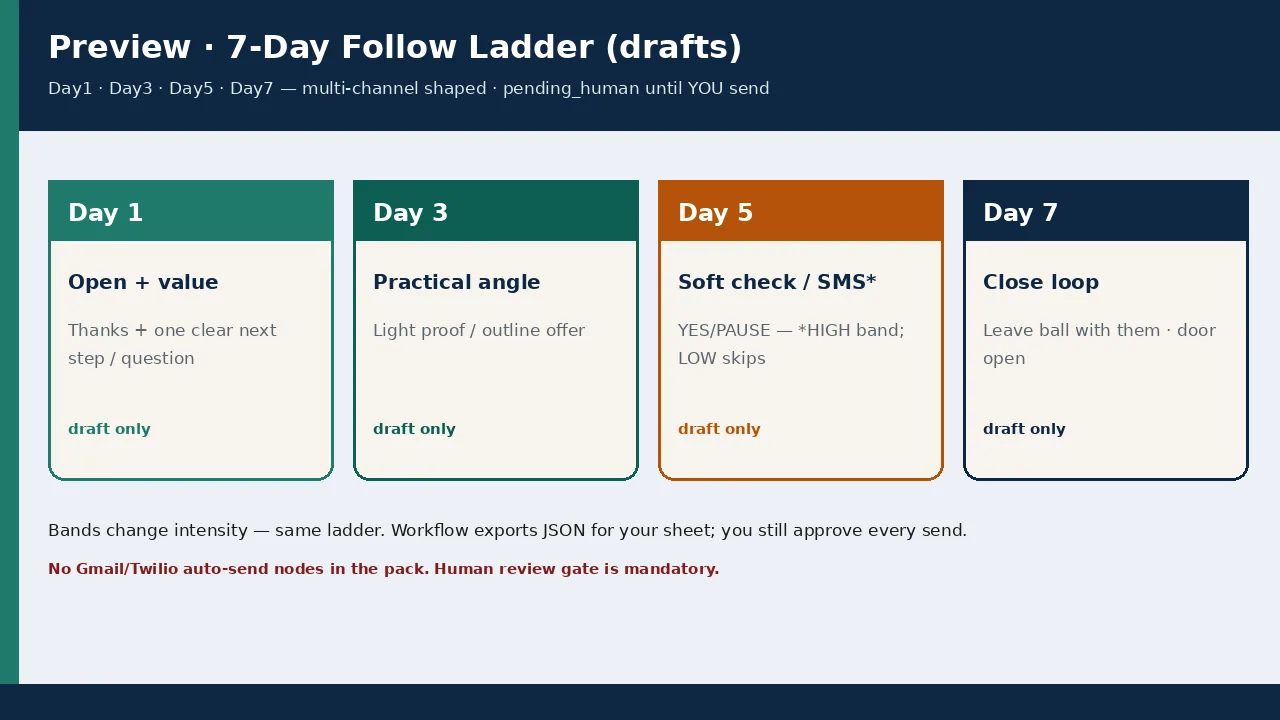 Day 1, 3, 5 and 7 follow-up drafts